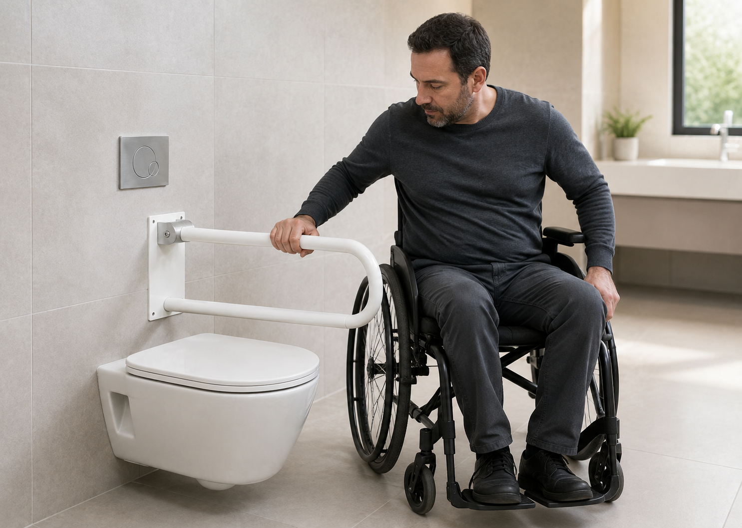 მოძრავი მოაჯირი/STANDART  GRAB BAR 73x23x11 cm - WHITE